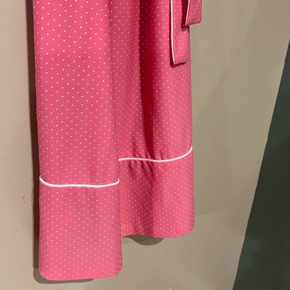 VINTAGE Montgomery Ward Pink Square Neck Polka Dot Puff Sleeves Belted ** READ** - Picture 2 of 7